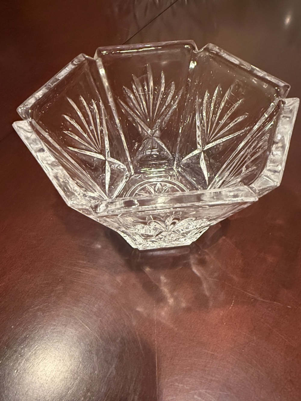 Gorham Clear Cut Crystal Hexagonal Bowl